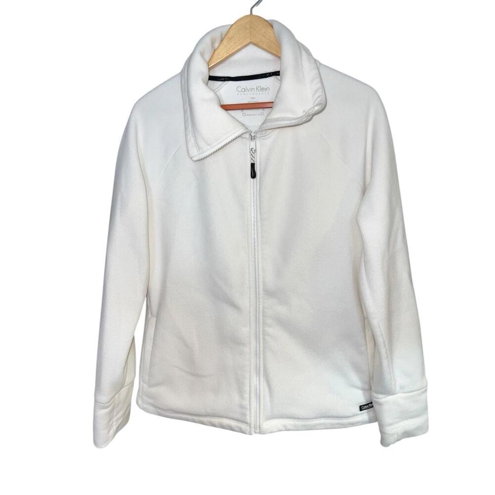 Calvin Klein Performance Cream Athleisure Activewear Fleece Jacket‎ Large